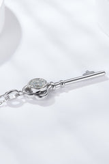 925 Sterling Silver 1 Carat Moissanite Key Pendant Necklace - Shah S. Sahota