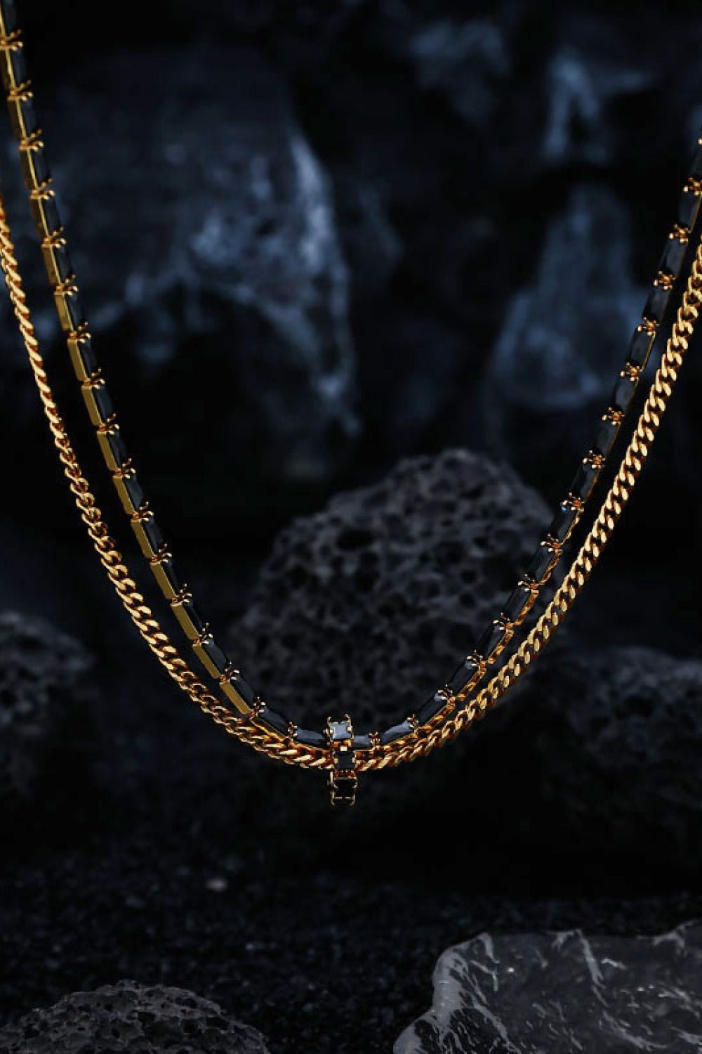 18K Gold-Plated Zircon Double-Layered Necklace - Shah S. Sahota