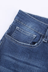 High-Rise Distressed Hem Detail Jeans - Shah S. Sahota