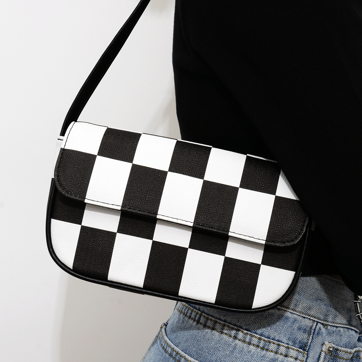 Retro Plaid Square Baguette Bag - Shah S. Sahota
