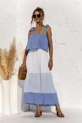 Color Block Tie Shoulder Tiered Sleeveless Dress - Shah S. Sahota