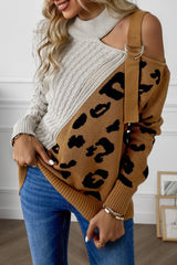 Leopard Block Turtleneck Sweater - Shah S. Sahota
