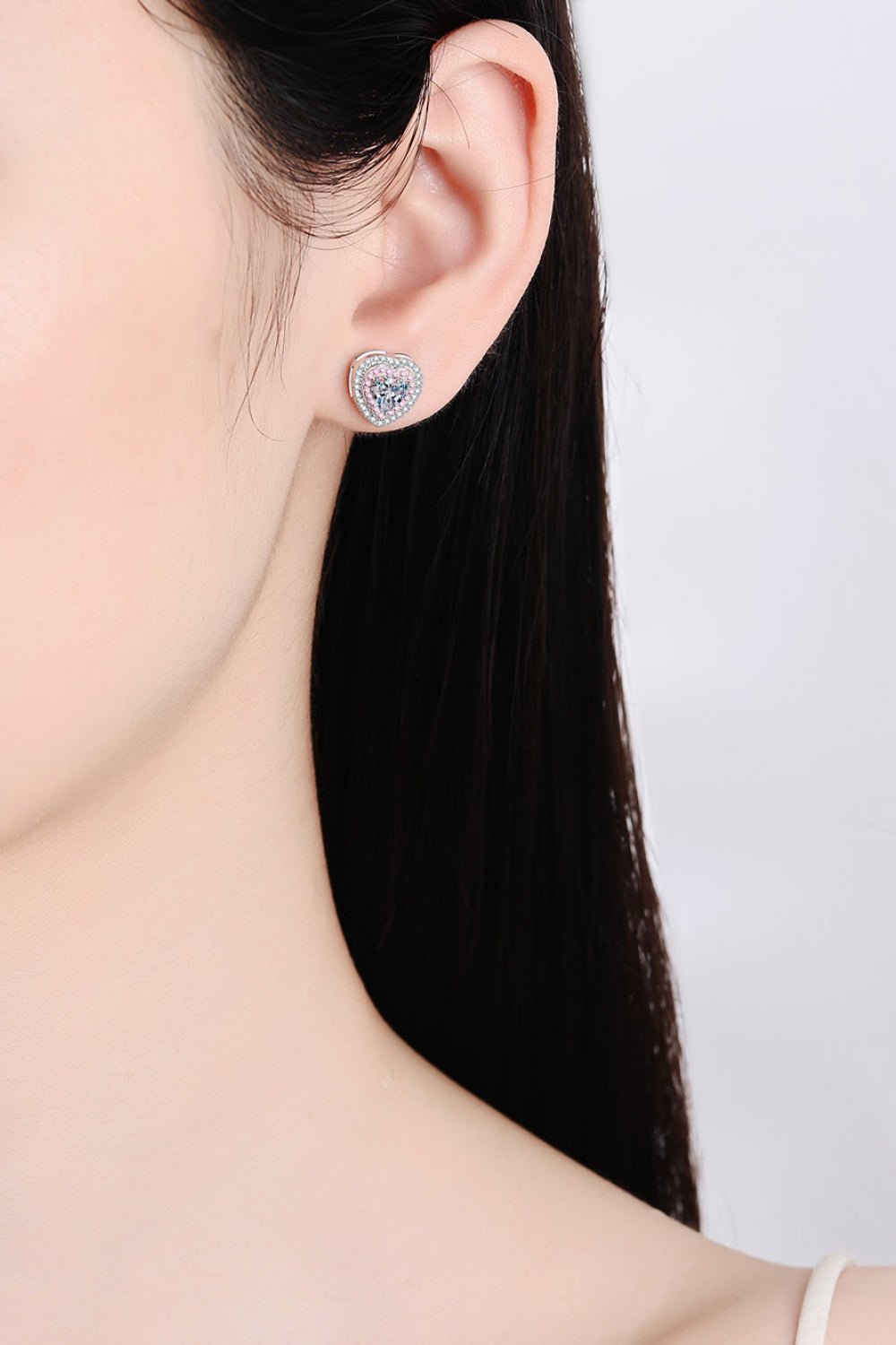 Moissanite Heart-Shaped Stud Earrings - Shah S. Sahota