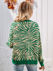 Zebra Print Button Down Cardigan - Shah S. Sahota