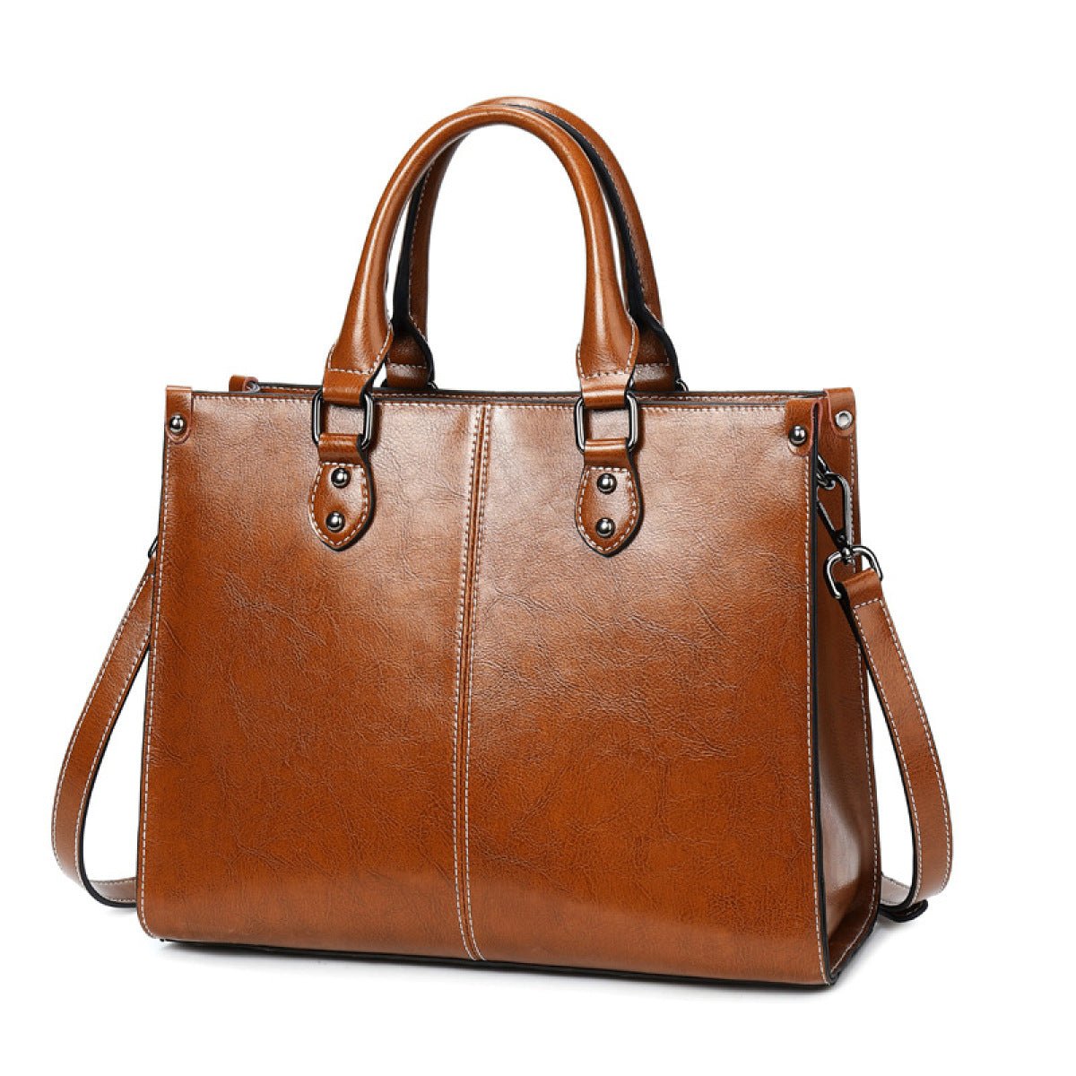 Oil Wax Stitching Leather Portable Shoulder Messenger Bag - Shah S. Sahota