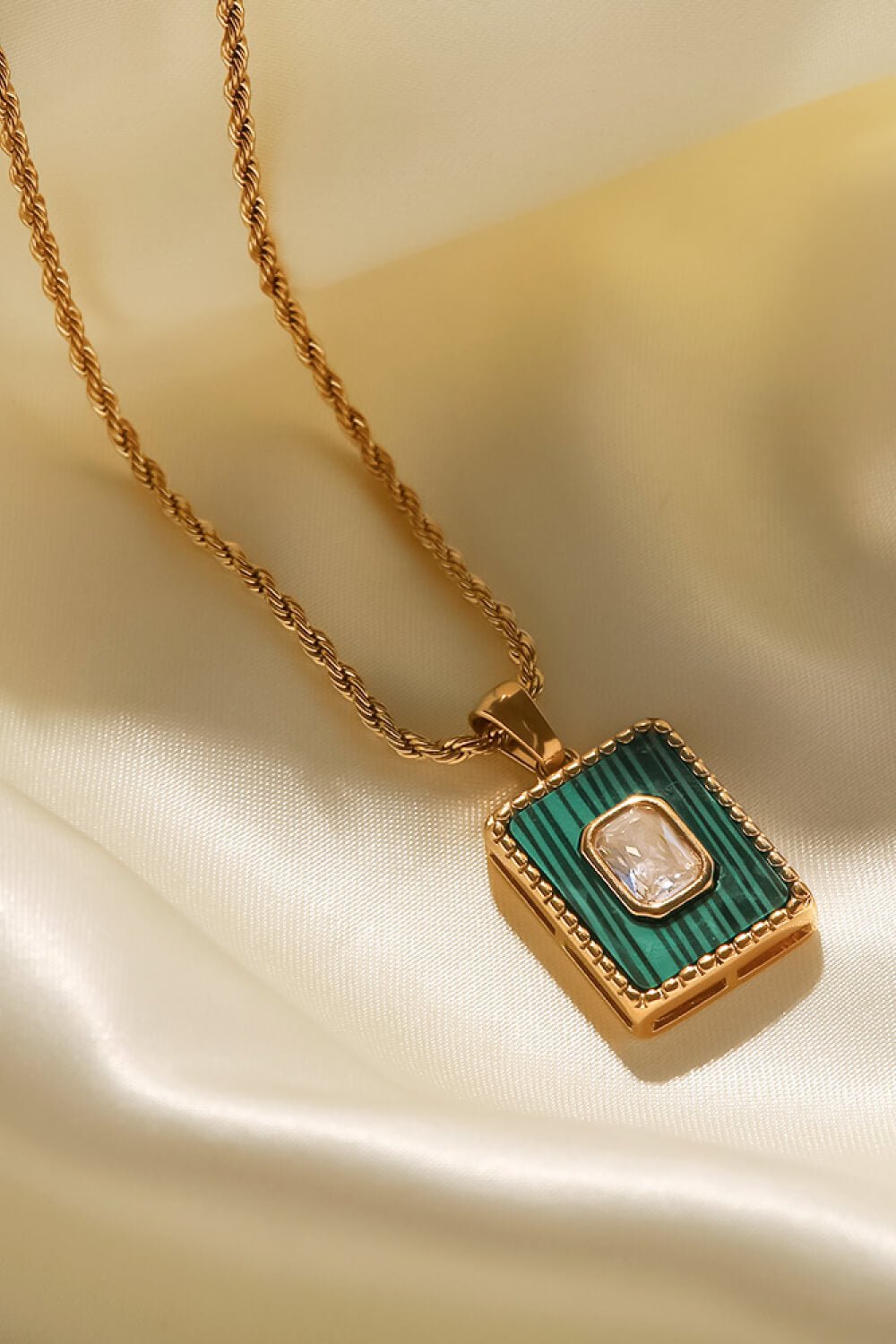 Square Pendant Twisted Chain Necklace - Shah S. Sahota