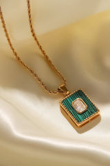 Square Pendant Twisted Chain Necklace - Shah S. Sahota