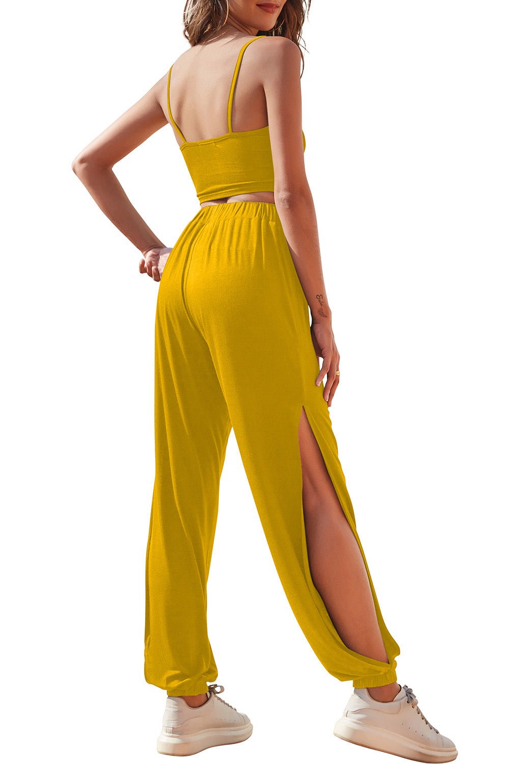 Cropped Cami and Side Split Joggers Set - Shah S. Sahota