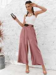 Frill Elastic Waist Wide Leg Pants - Shah S. Sahota