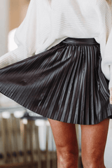 Black Pleated High Waist Mini Skirt - Shah S. Sahota