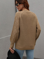 Rib-Knit Plunge Raglan Sleeve Cardigan - Shah S. Sahota