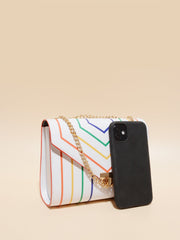 Retro Rainbow Striped Chain Crossbody Bag - Shah S. Sahota