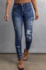 Distressed High Waist Skinny Jeans - Shah S. Sahota