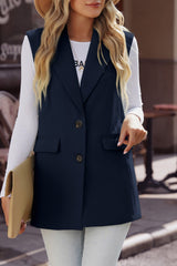 Longline Blazer Vest with Pockets - Shah S. Sahota