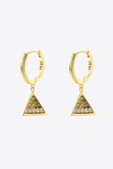 18K Gold Plated Cubic Zirconia Triangle Drop Earrings - Shah S. Sahota