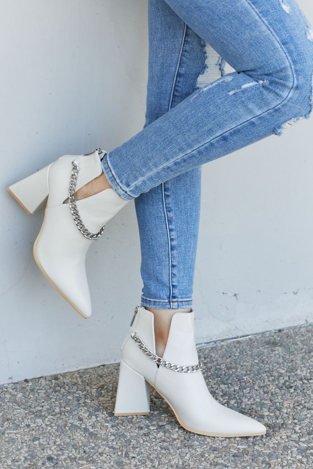 Cape Robbin Point the Way Chain Detail Ankle Booties - Shah S. Sahota