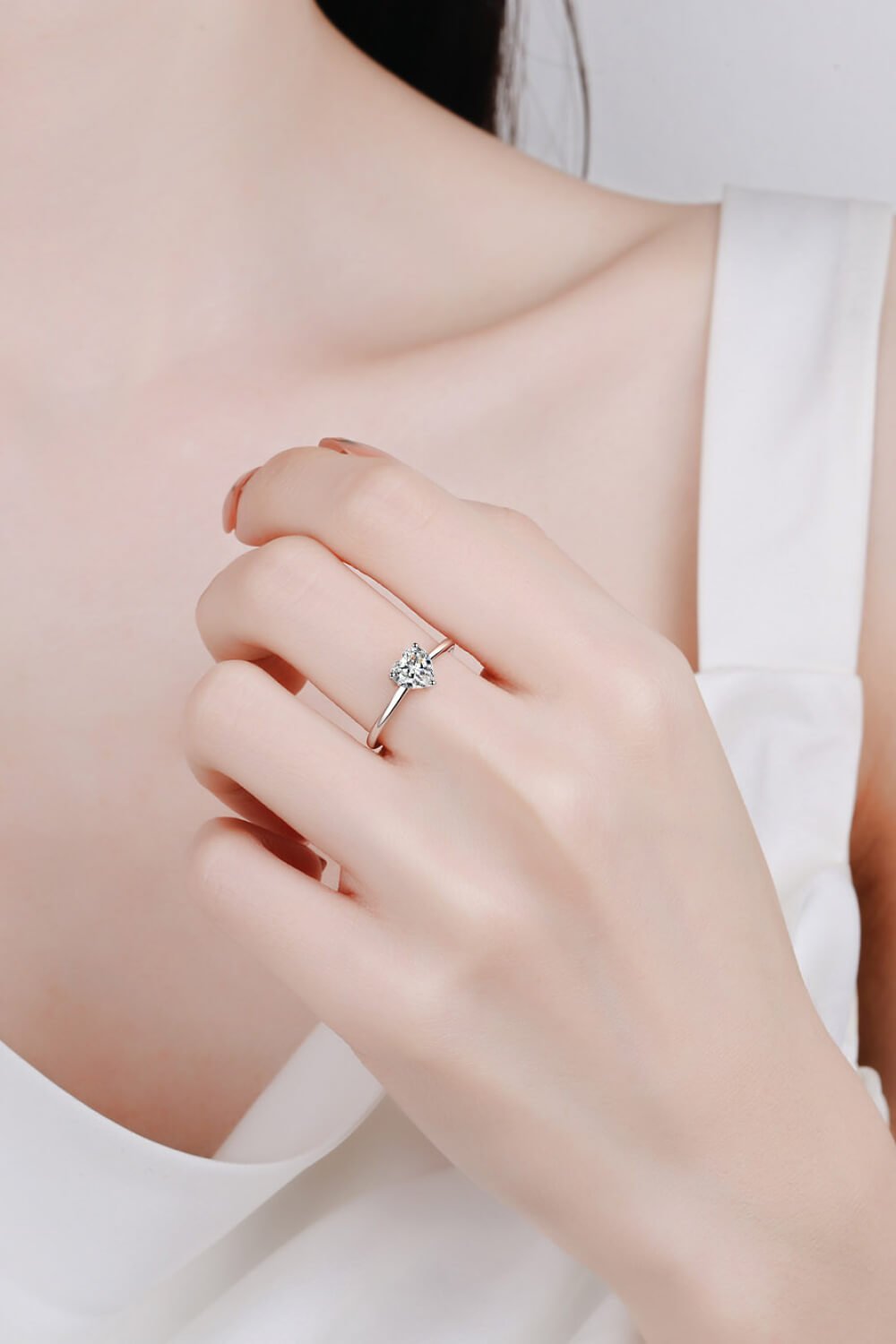 925 Sterling Silver Heart-Shaped Moissanite Solitaire Ring - Shah S. Sahota