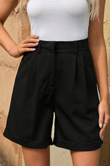Pleated High Waist Shorts with Pockets - Shah S. Sahota