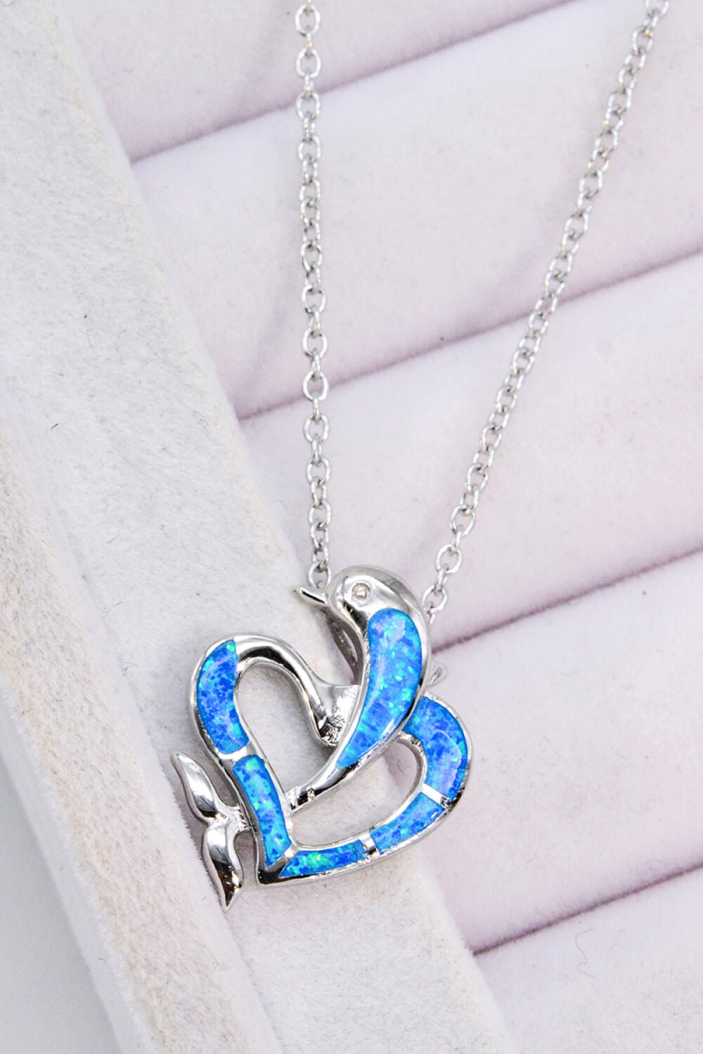 Opal Dolphin Heart Chain-Link Necklace - Shah S. Sahota