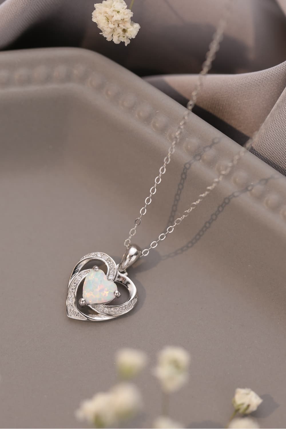 Opal Heart Pendant Necklace - Shah S. Sahota