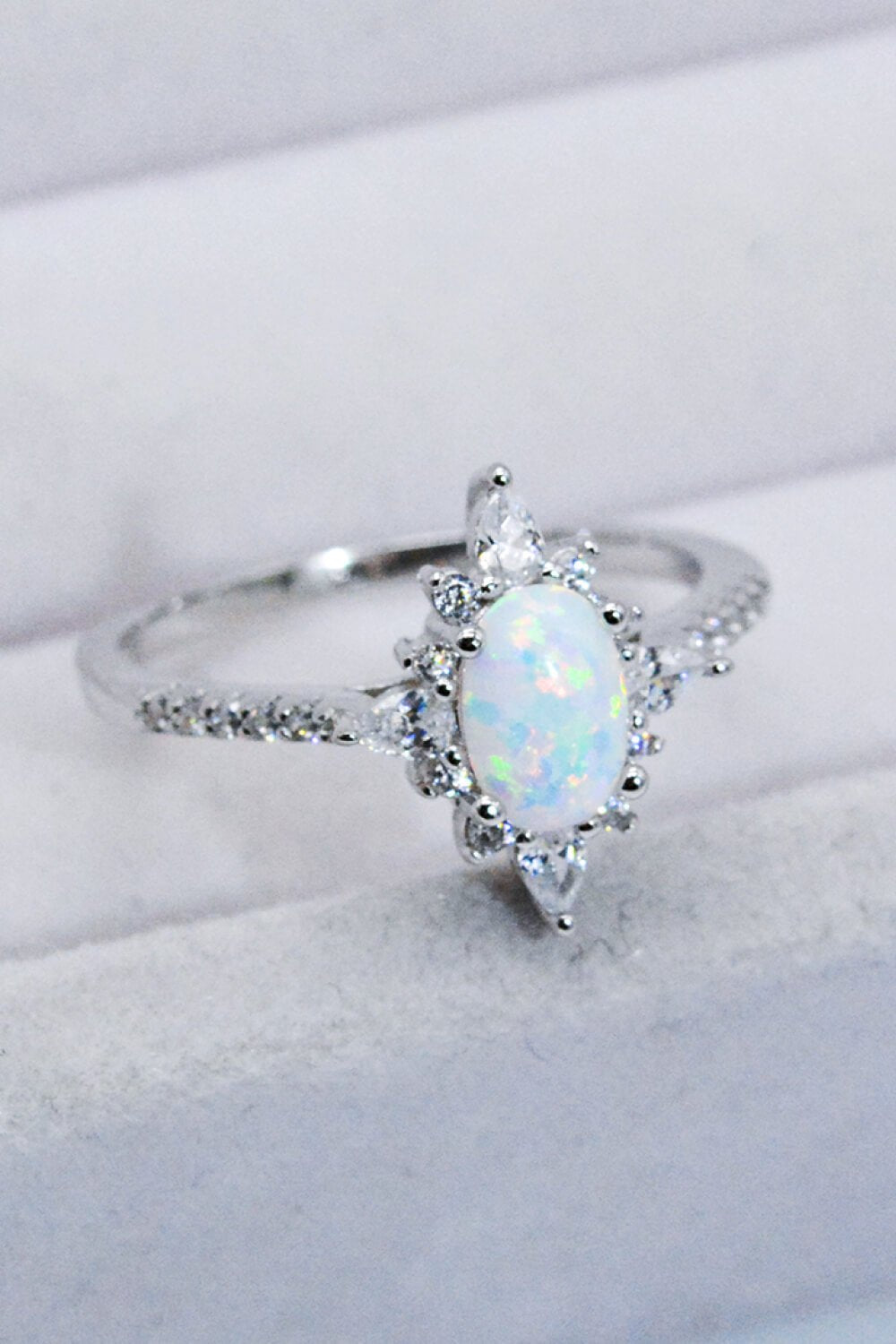 Platinum-Plated Opal and Zircon Ring - Shah S. Sahota