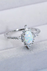 Platinum-Plated Opal and Zircon Ring - Shah S. Sahota