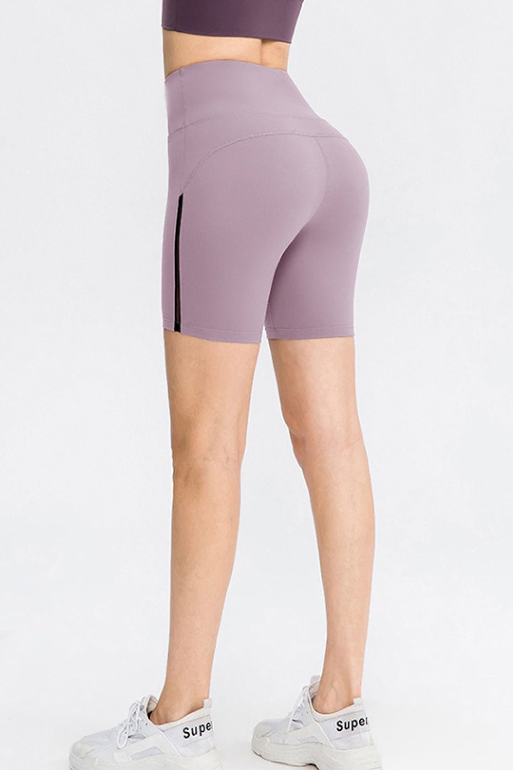 Elastic Waistband Side Mesh Biker Shorts - Shah S. Sahota