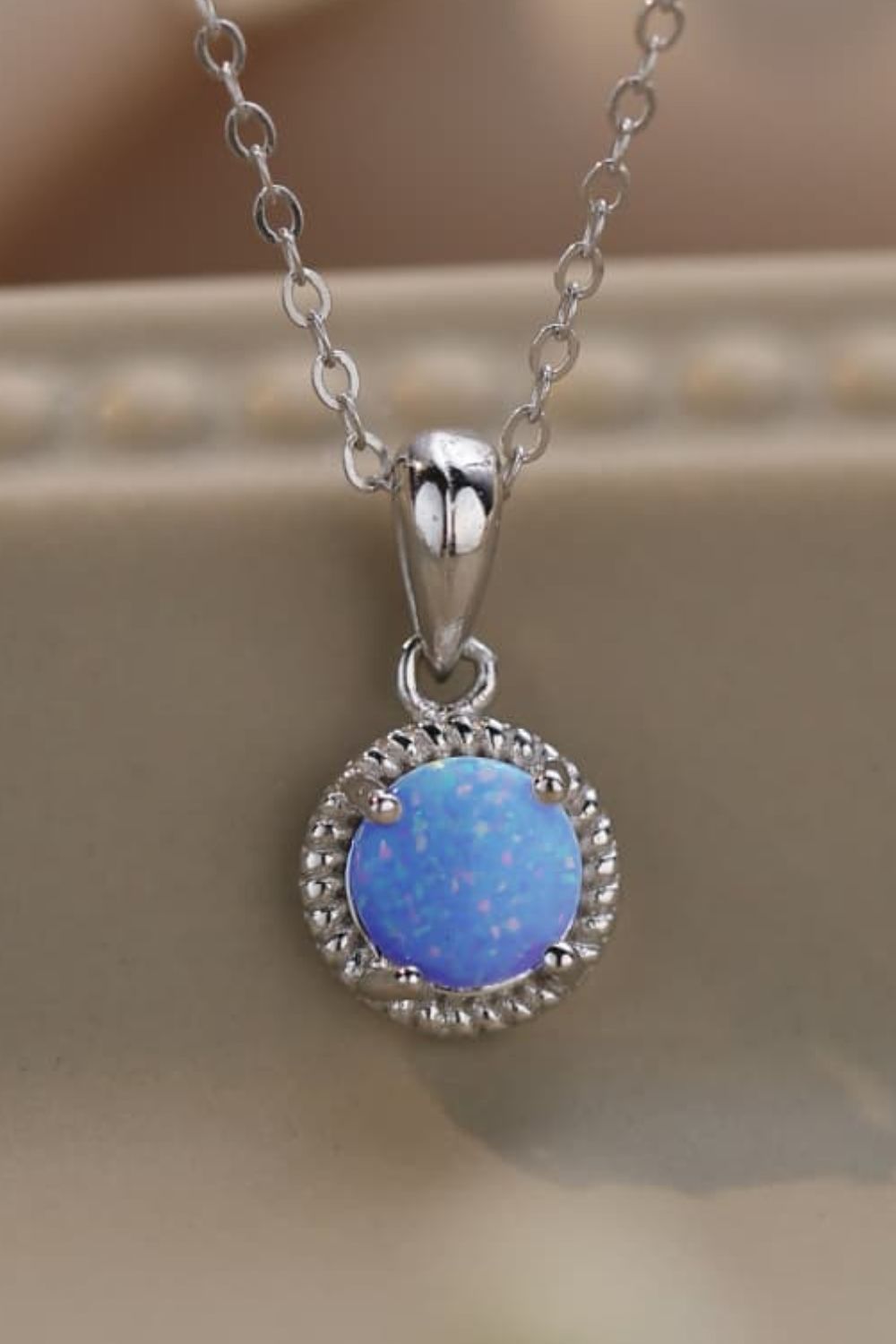 Opal Round Pendant Chain Necklace - Shah S. Sahota