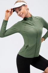 Zip Up Exposed Seam Top with Pockets - Shah S. Sahota