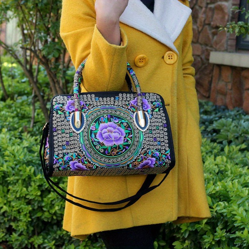Women's Vintage Embroidered Tote Bag, Ethnic Satchel Bag, All-Match Shoulder Bag - Shah S. Sahota