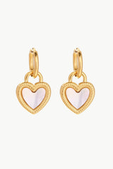 Inlaid Shell Heart Drop Earrings - Shah S. Sahota