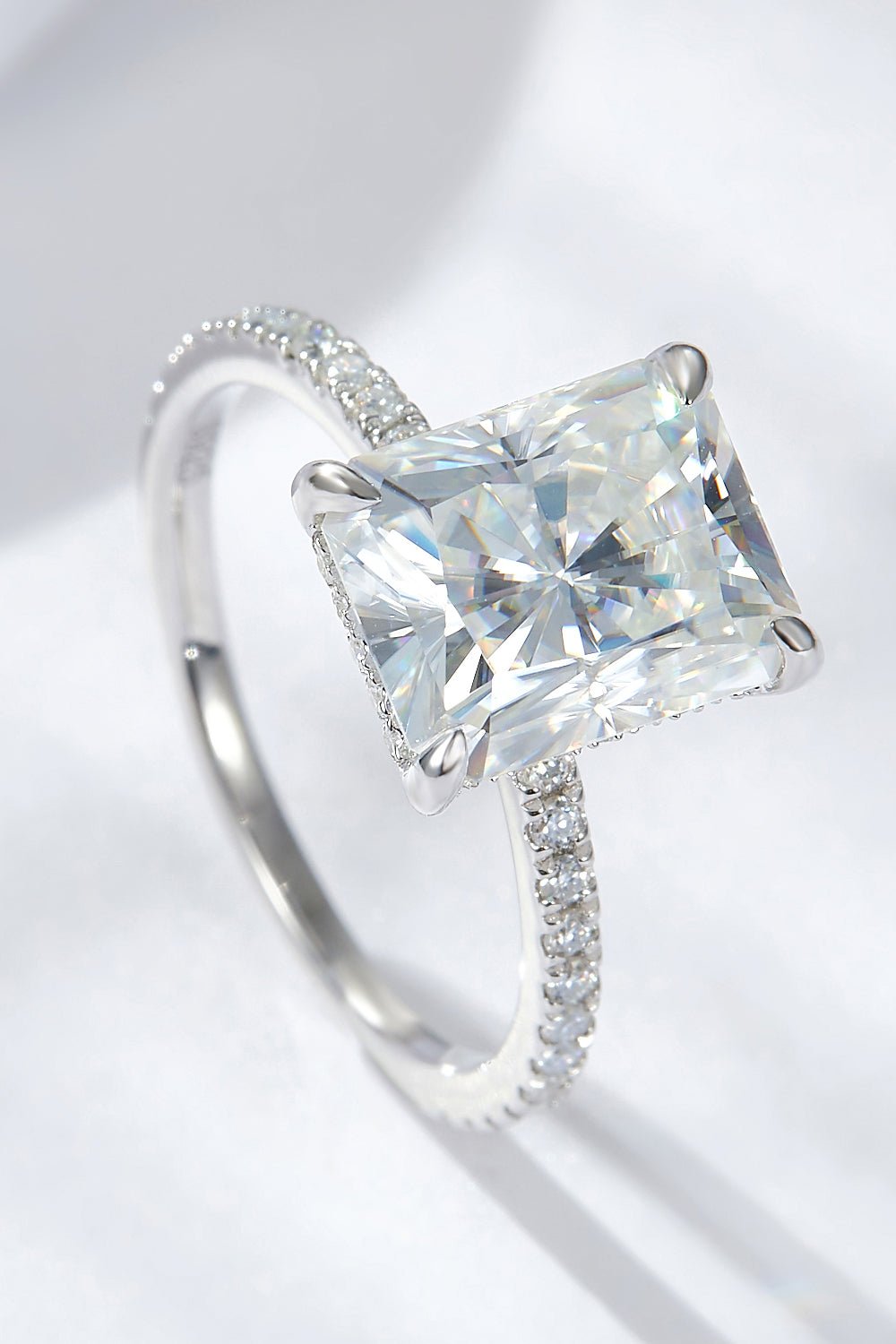 4 Carat Moissanite 4-Prong Side Stone Ring - Shah S. Sahota