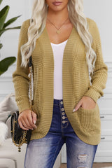 Open Front Curved Knit Cardigan Sweater - Shah S. Sahota