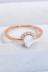 18K Rose Gold-Plated Pear Shape Natural Moonstone Ring - Shah S. Sahota
