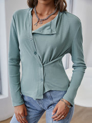 Side Button Ribbed Top - Shah S. Sahota