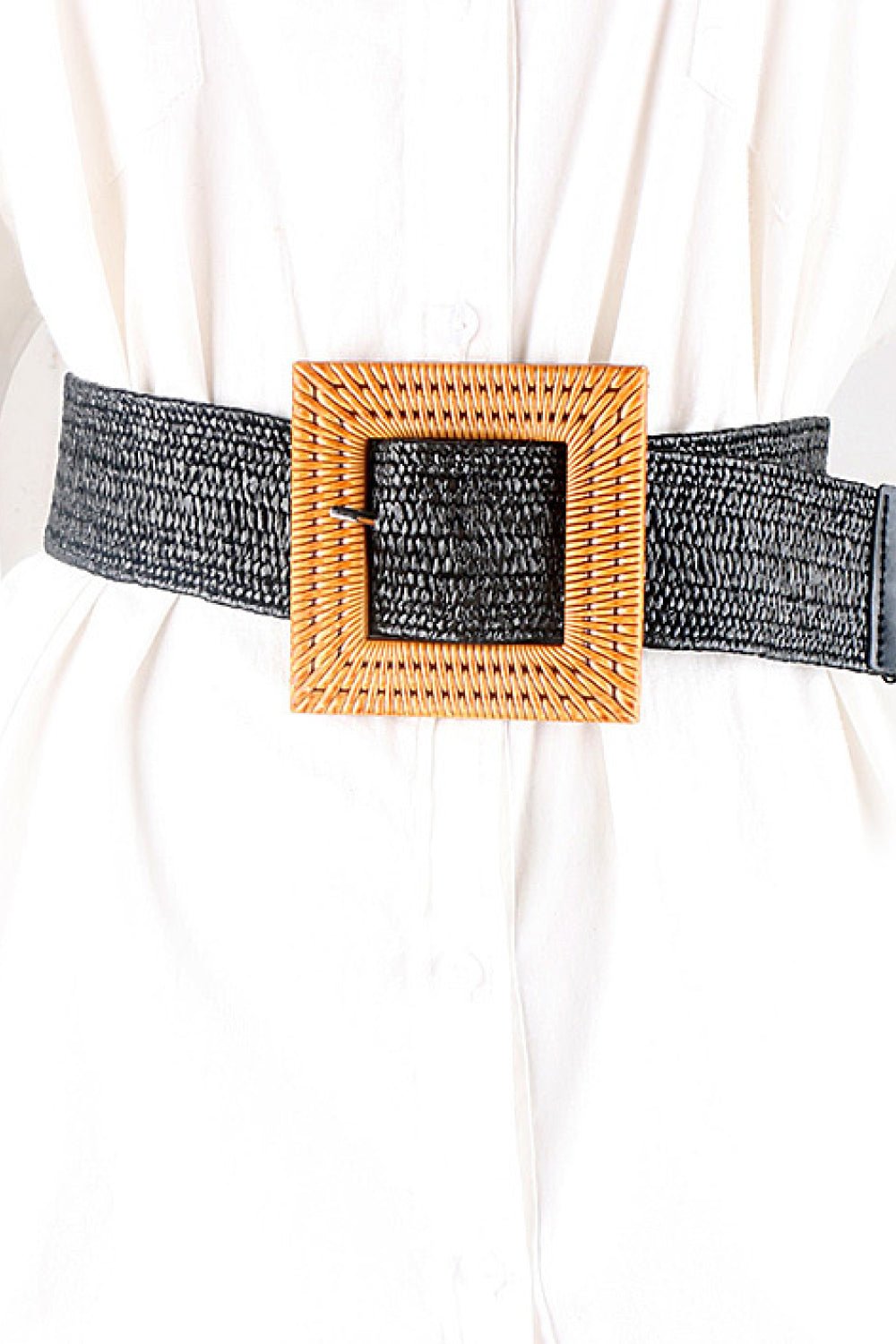 Square Buckle Elastic Braid Belt - Shah S. Sahota