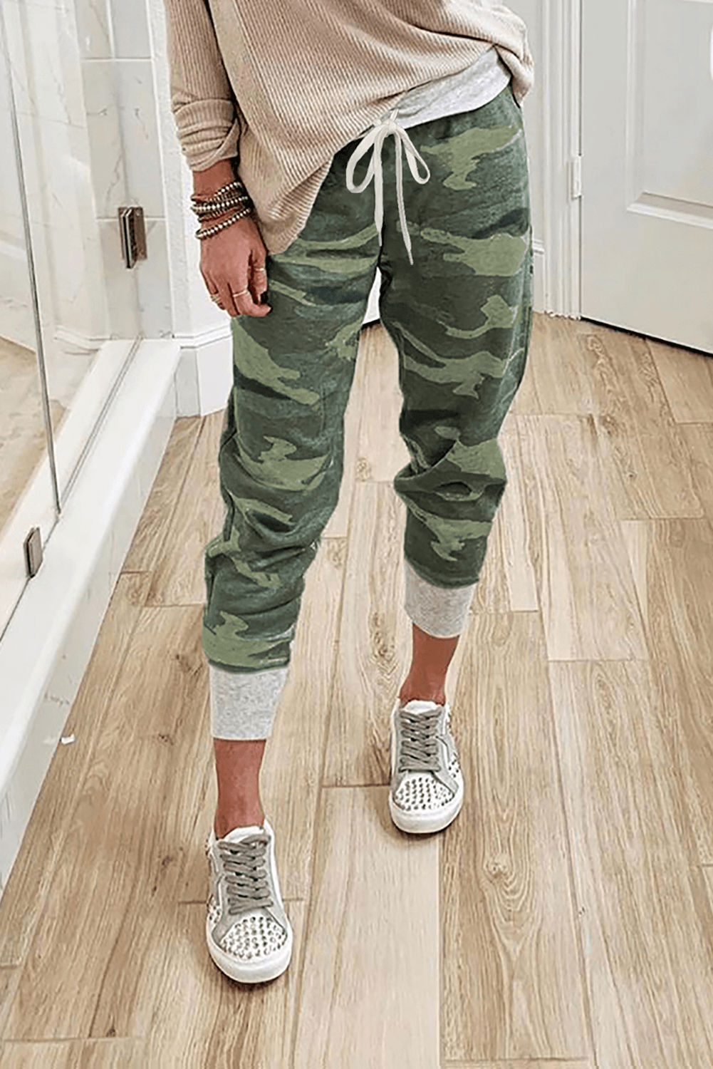 Green Camo Print Knit Sport Pants - Shah S. Sahota