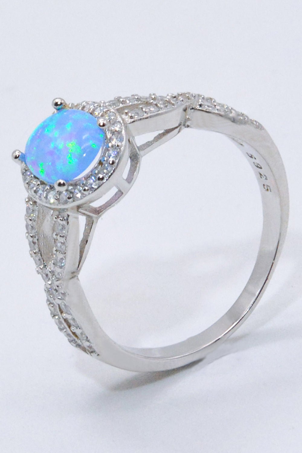 925 Sterling Silver Opal Halo Ring - Shah S. Sahota