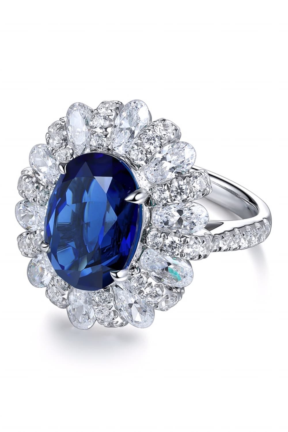 5 Carat Lab-Grown Sapphire Flower Shape Ring - Shah S. Sahota