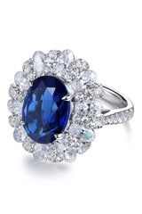 5 Carat Lab-Grown Sapphire Flower Shape Ring - Shah S. Sahota