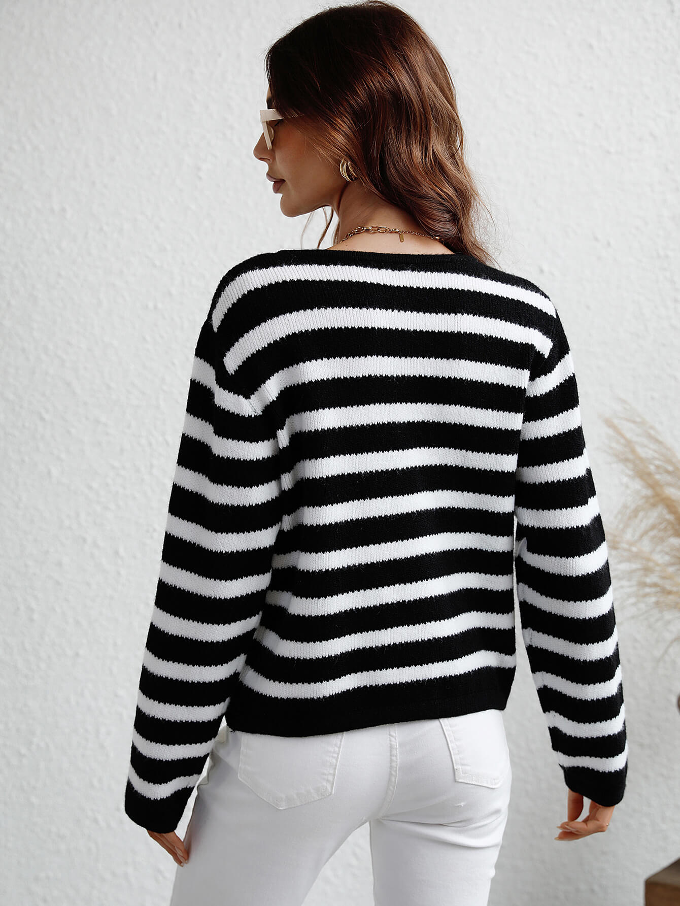 Striped Button Front Cardigan - Shah S. Sahota