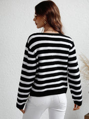 Striped Button Front Cardigan - Shah S. Sahota