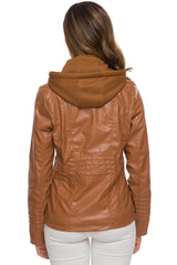 Zipper Front Hooded PU Leather Jacket - Shah S. Sahota