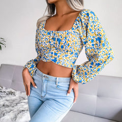 Ditsy Floral Crisscross Cropped Top - Shah S. Sahota