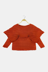 Accordion Pleated Cape Collar Top - Shah S. Sahota