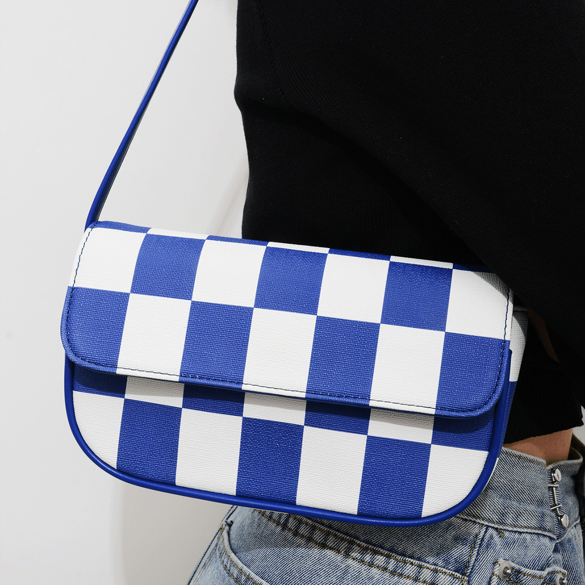 Retro Plaid Square Baguette Bag - Shah S. Sahota