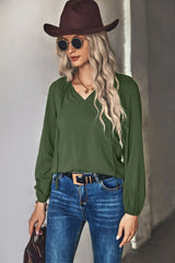 Gathered Detail Tie-Neck Blouse - Shah S. Sahota