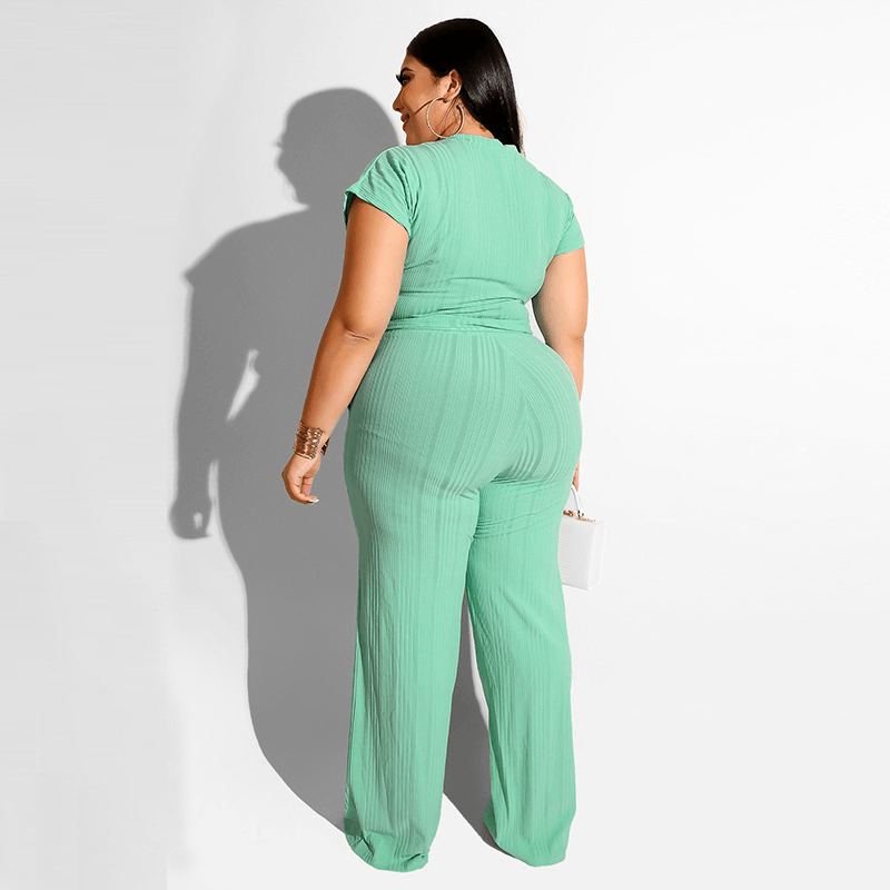 Women's Solid Color Belted Two Piece Set - Shah S. Sahota