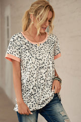 Leopard Contrast Short Sleeve Top - Shah S. Sahota