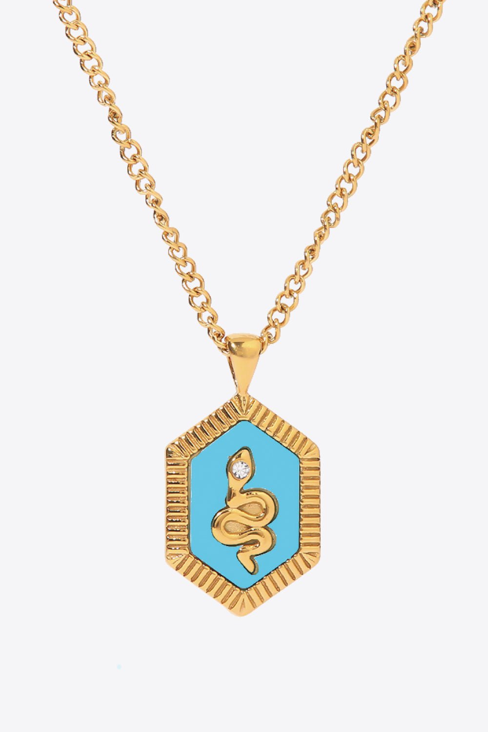 18K Gold Plated Snake Geometric Pendant Necklace - Shah S. Sahota